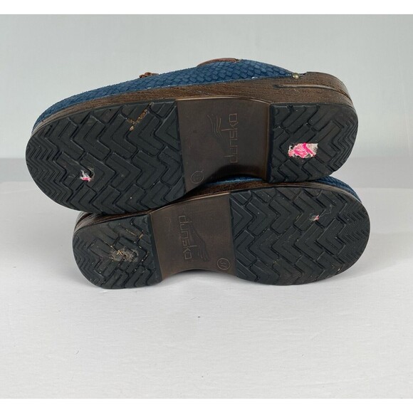 Dansko Womens Blue Nubuck Leather Mules Slip On Shoes Size 37/6.5-7 Clog - Picture 10 of 13